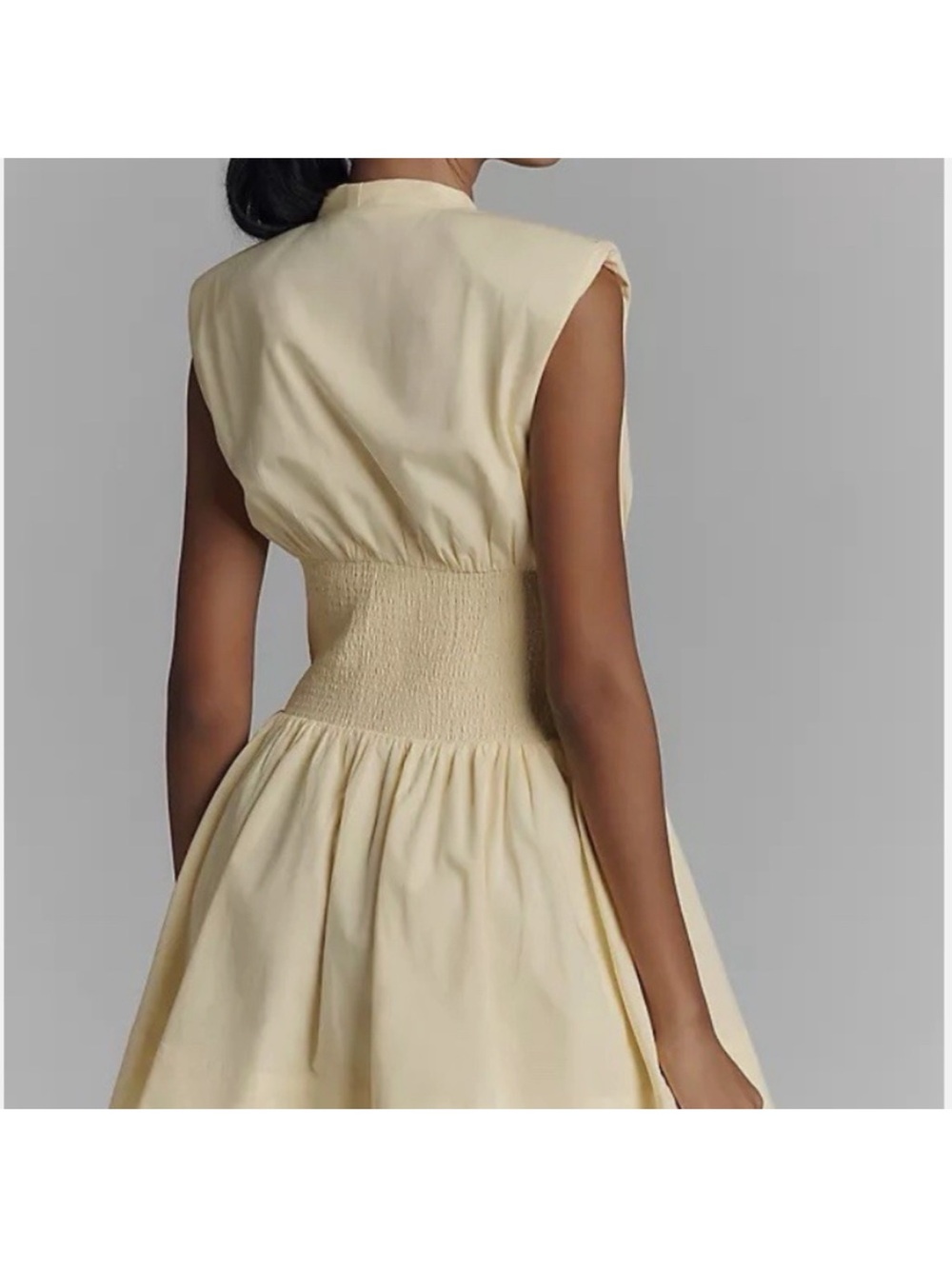 Anthropologie NWT Butter Yellow Tommie Zip-Front Smocked Mini Dress - Picture 2 of 7